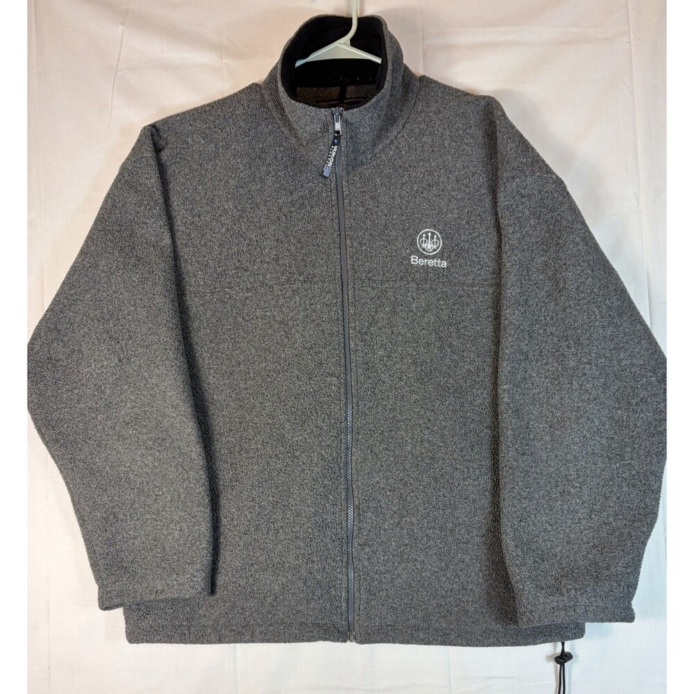 Beretta Fleece Jacket Full Zip Pockets Stand Up Collar Gray Men’s 2XL Outdoors